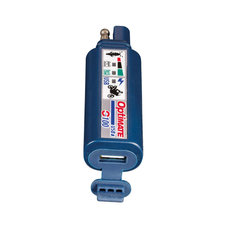 OptiMATE Tecmate USB O-100, Combination 2400mA USB Charger and 3-LED Battery Monitor, With Vehicle Battery Protection
