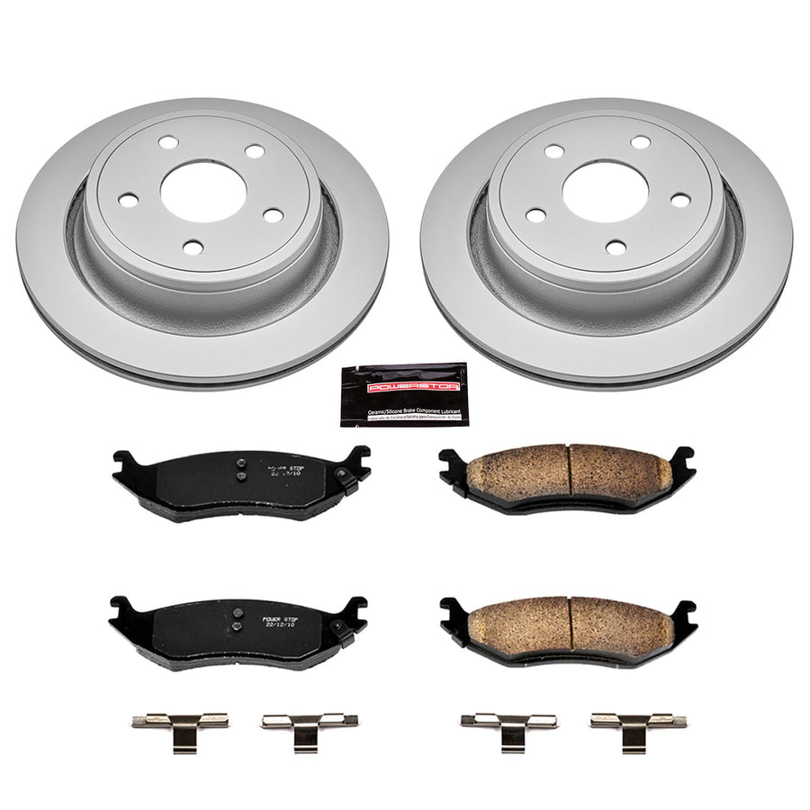 Power Stop CRK2172 Brake Rotor Coated & Ceramic Brake Pads- rear For Chrysler Aspen, Dodge Durango, Dodge Ram 1500, Ram 1500, Ram 1500 Classic [Model Specific]