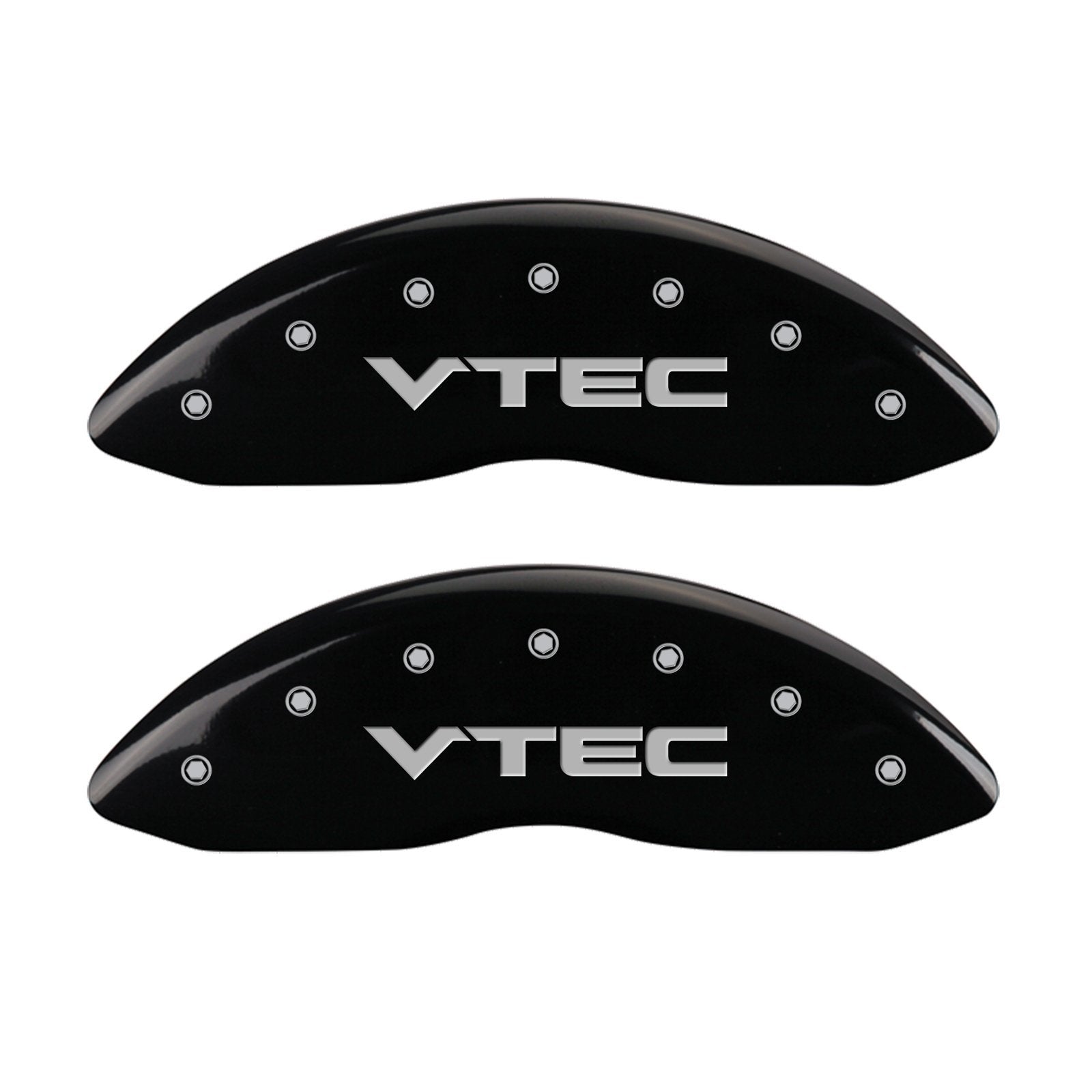 MGP Caliper Covers Front and Rear 39015SVTCBK Black Powder Coat Finish, Set of 4 (Vtech Silver Characters, Engraved)