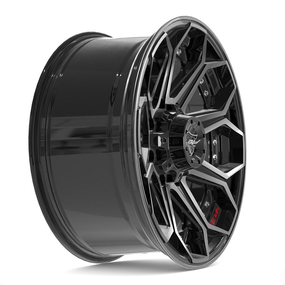 4PLAY 20 Inch Wheels 4P80R Rim Fits 8x165.1 Gloss Black Brushed with Tinted Clear (1)