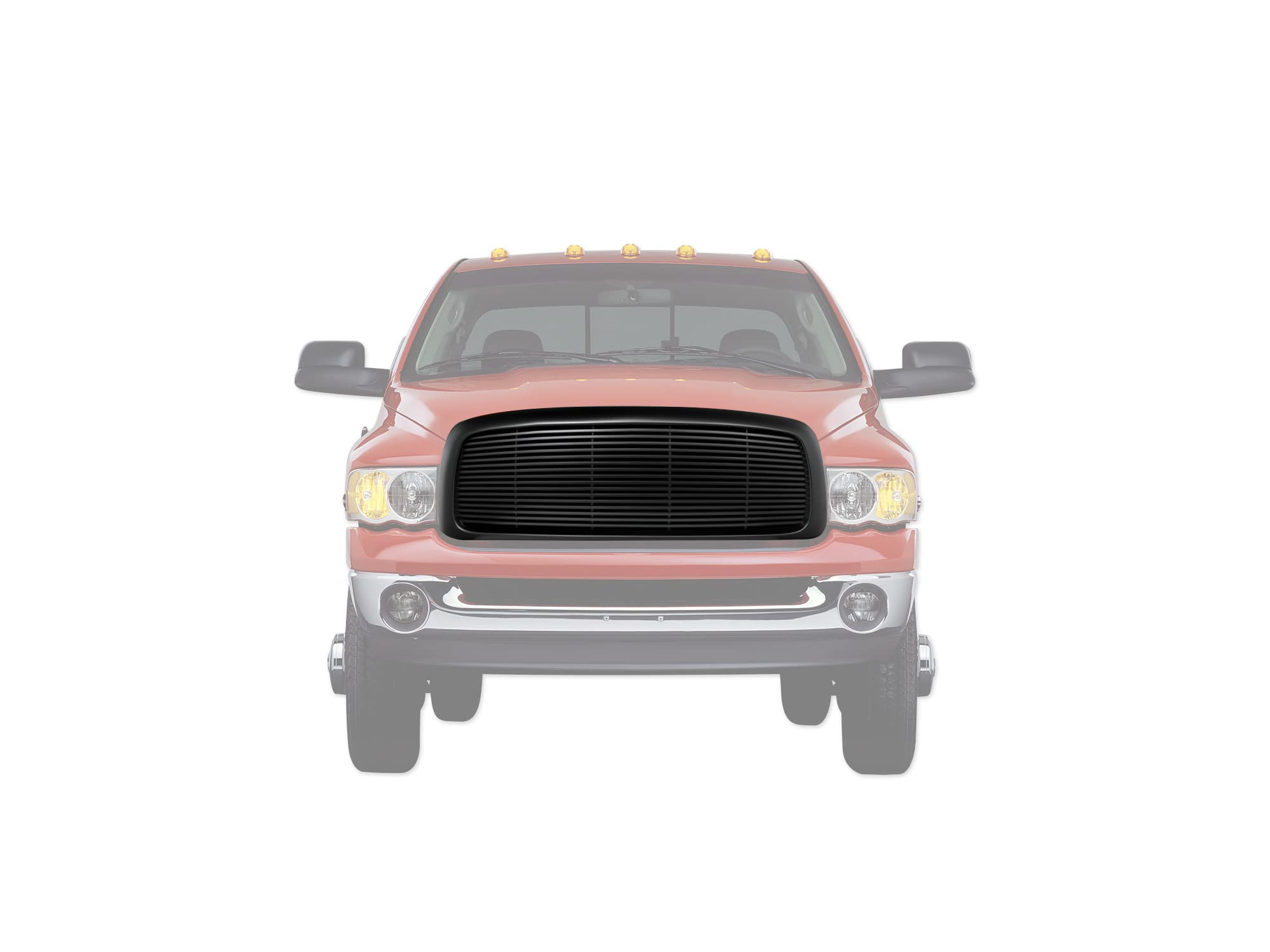 Horizontal Armordillo USA Front Hood Grille - Matte Black Fits 2002-2005 Dodge Ram 1500