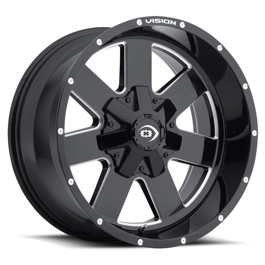 411 VISION Arc Rim 20x9 8x6.5 Offset -12 Gloss Black Milled Spoke (Qty of 1)