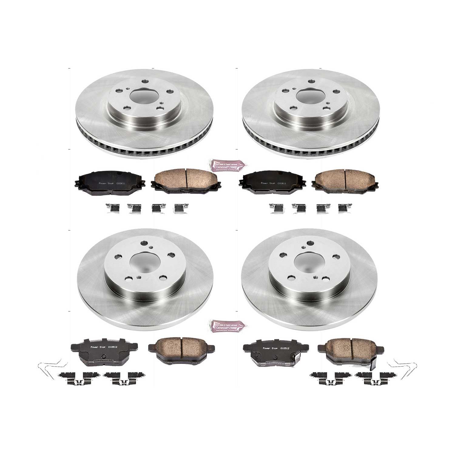 Power Stop Autospecialty KOE7631 Front and Rear Replacement Brake Kit-OE Brake Rotors & Ceramic Brake Pads For Scion iM 2016, Toyota Corolla iM 2017-2018 [Model Specific]