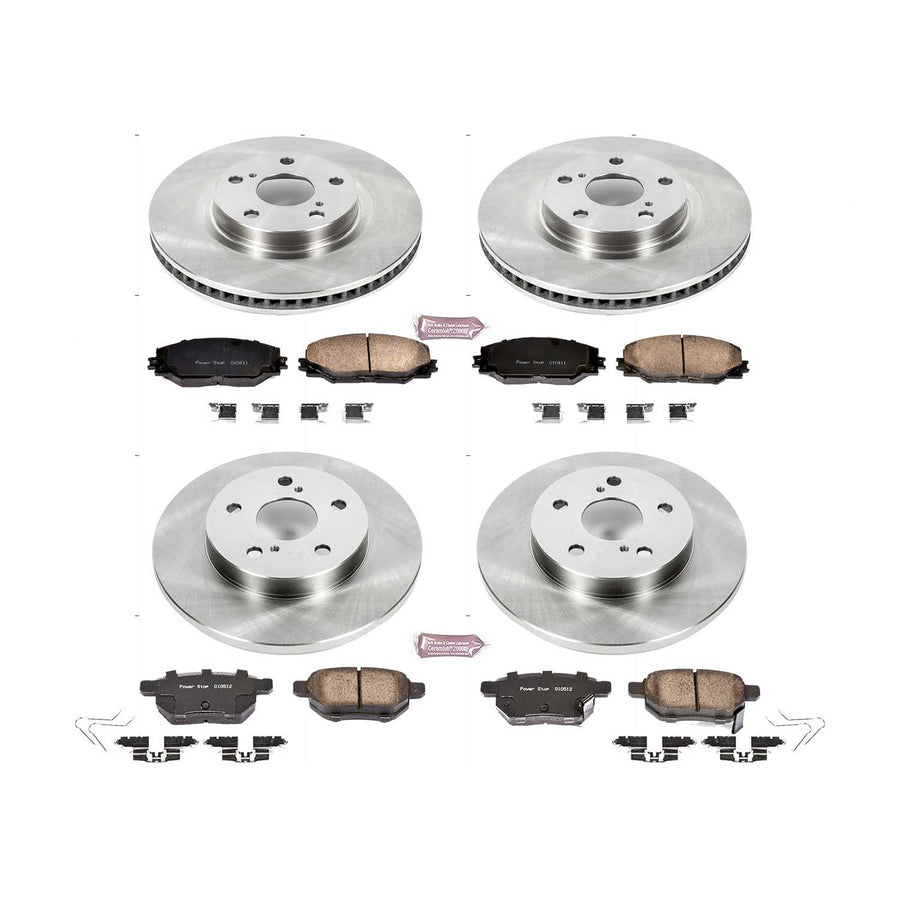 Power Stop Autospecialty KOE7631 Front and Rear Replacement Brake Kit-OE Brake Rotors & Ceramic Brake Pads For Scion iM 2016, Toyota Corolla iM 2017-2018 [Model Specific]