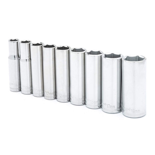 9 Piece Crescent 3/8" Drive 6 Point Deep Metric Socket Set - CSAS7N