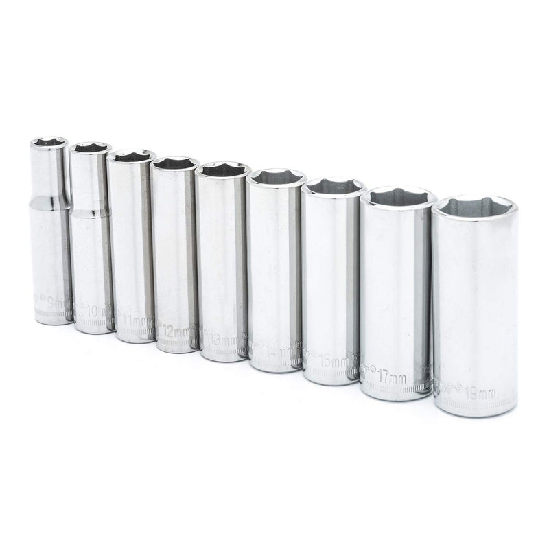 9 Piece Crescent 3/8" Drive 6 Point Deep Metric Socket Set - CSAS7N