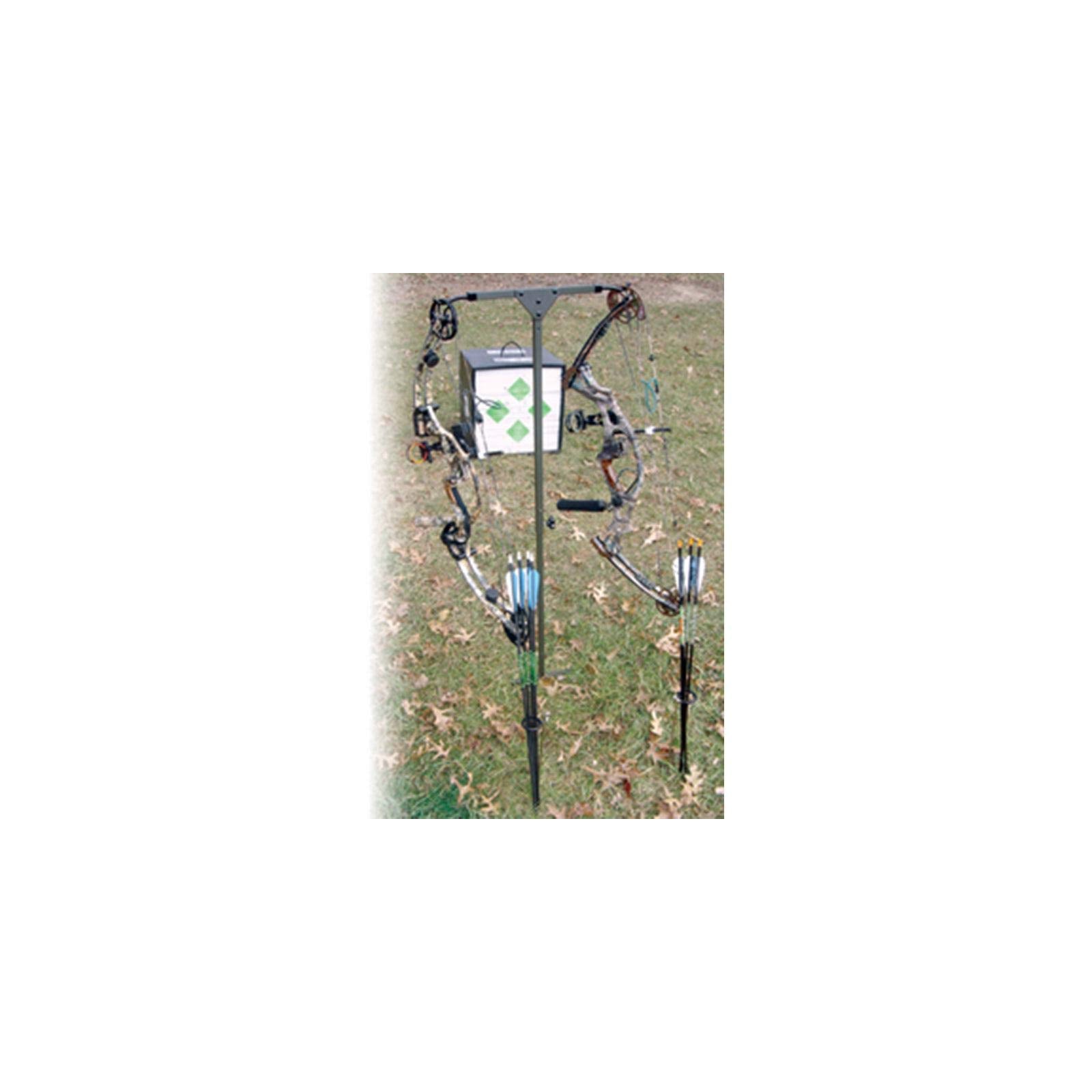 HME Durable High Performance Step-in-Spade Design User-Friendly Easy Setup Versatile Archer's Practice Dual-Sided Bow Hanger - Archer's Arrow Caddies Included, One Size, Olive