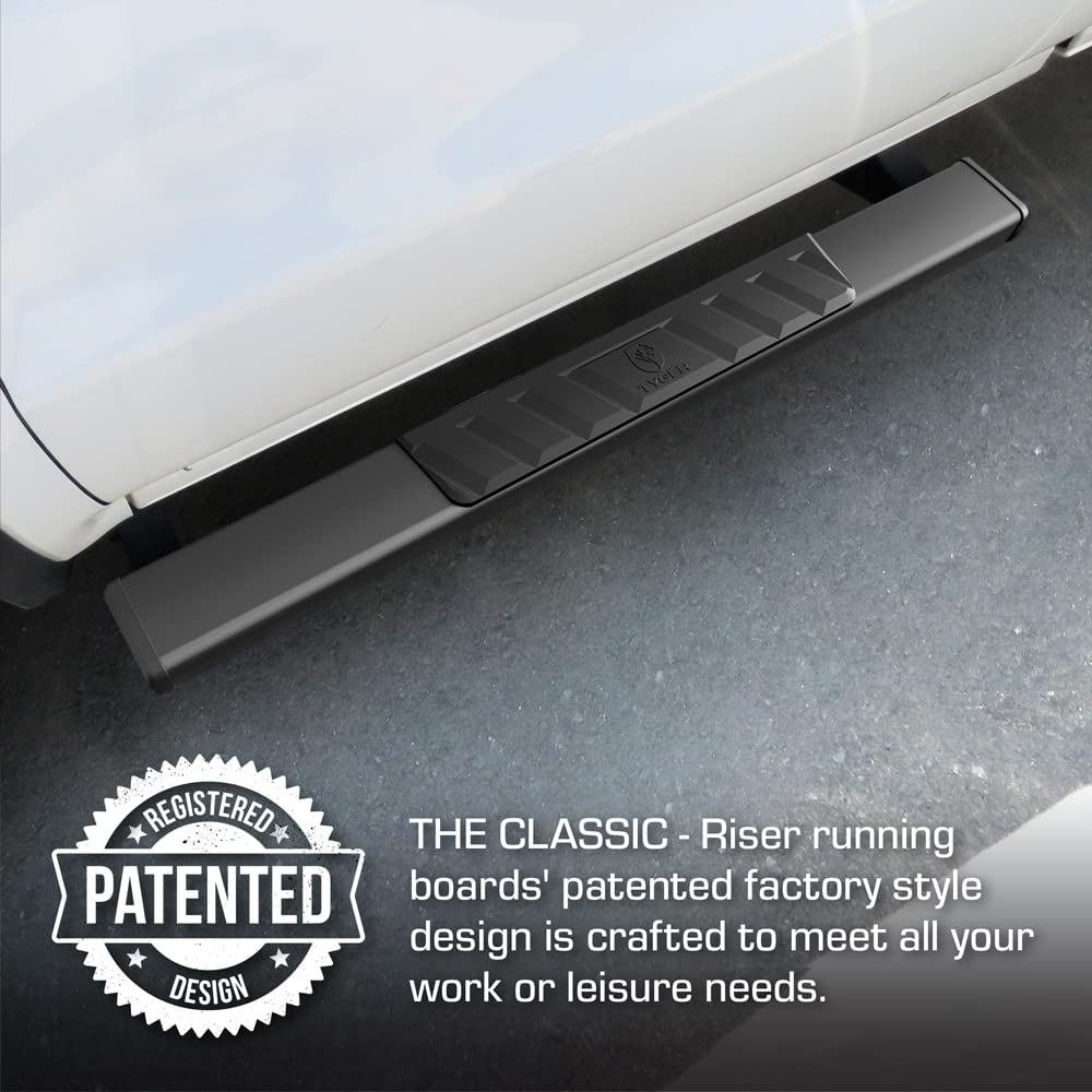 4" Riser Tyger Auto Running Boards Compatible with 2007-2018 Chevy Silverado GMC Sierra 1500; 2007-2019 2500 3500HD; 2019 LD/Limited | Reg Cab | TG-RS2C41188 | Side Step Rails Nerf Bars