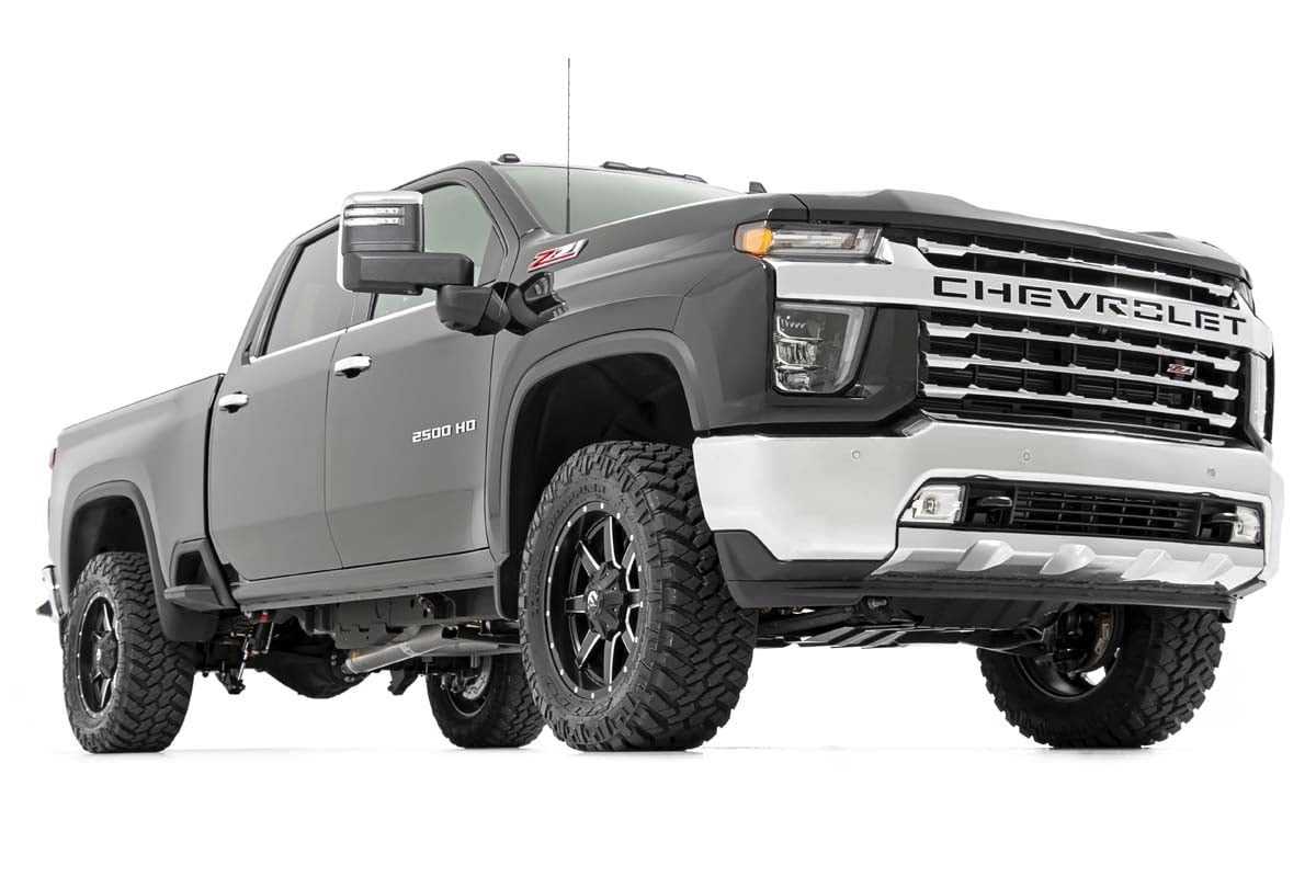 3" Suspension Lift Kit Rough Country for Chevy Silverado & GMC Sierra 1500 (2020-2026 w/No Rear Factory Overload Springs) - Vertex Reservoir Shocks, Red Control Arms