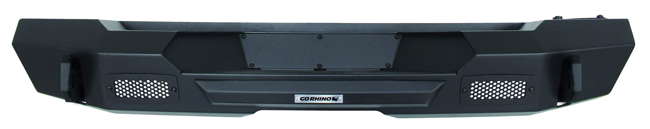 Trailline Go Rhino Stubby Rear Bumper | Mild Steel, Textured Black | 27210T | Fits 2007 - 2018 Jeep Wrangler JK (Compatible with factory hitch)