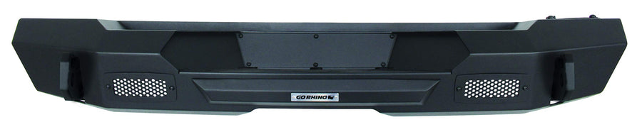 Trailline Go Rhino Stubby Rear Bumper | Mild Steel, Textured Black | 27210T | Fits 2007 - 2018 Jeep Wrangler JK (Compatible with factory hitch)