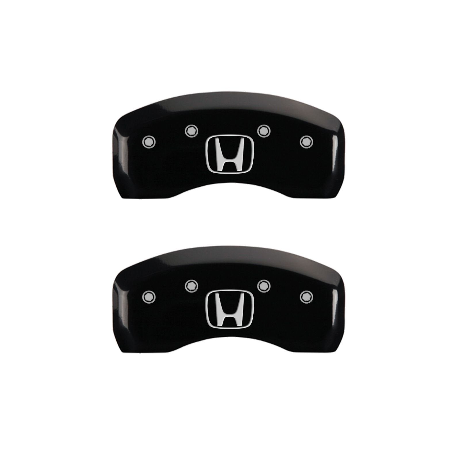 MGP Caliper Covers Front and Rear 20219SHOHBK Black Powder Coat Finish, Set of 4 (Honda H Logo Silver Characters, Engraved)