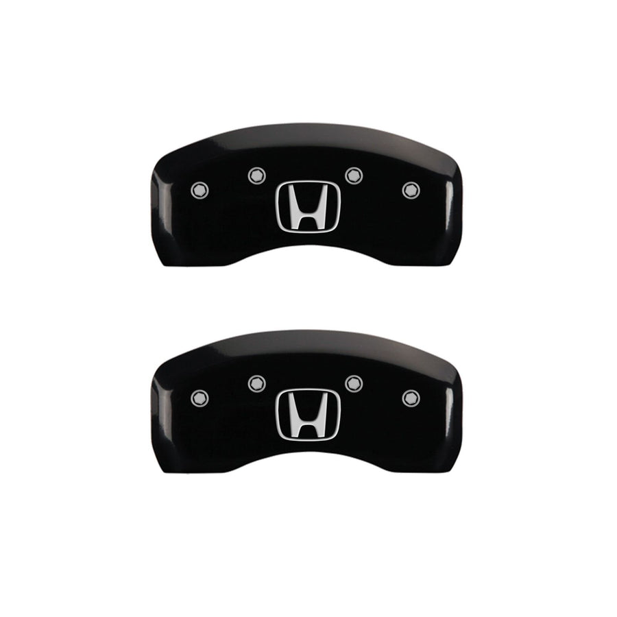 Caliper Covers MGP 20220SHOHBK Black Powder Coat Finish Front and Rear Caliper Cover, Set of 4 (Honda H Logo Silver Characters, Engraved)
