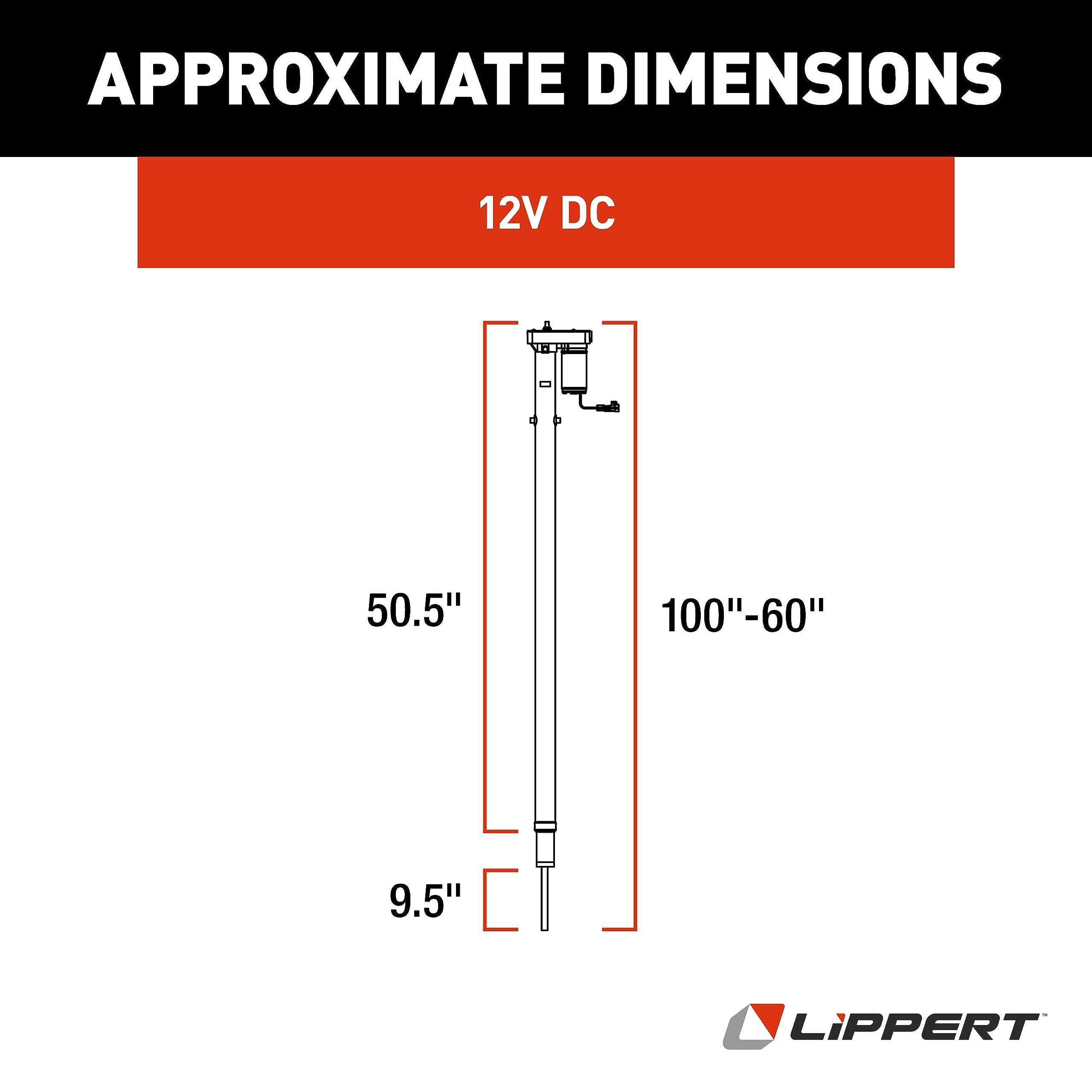 Lippert 18:1 DC Replacement 12-Volt Venture Through-Frame Slide-Out Motor Assembly with High-Speed Actuator, 30 Amps, 9,500 RPM - 168956