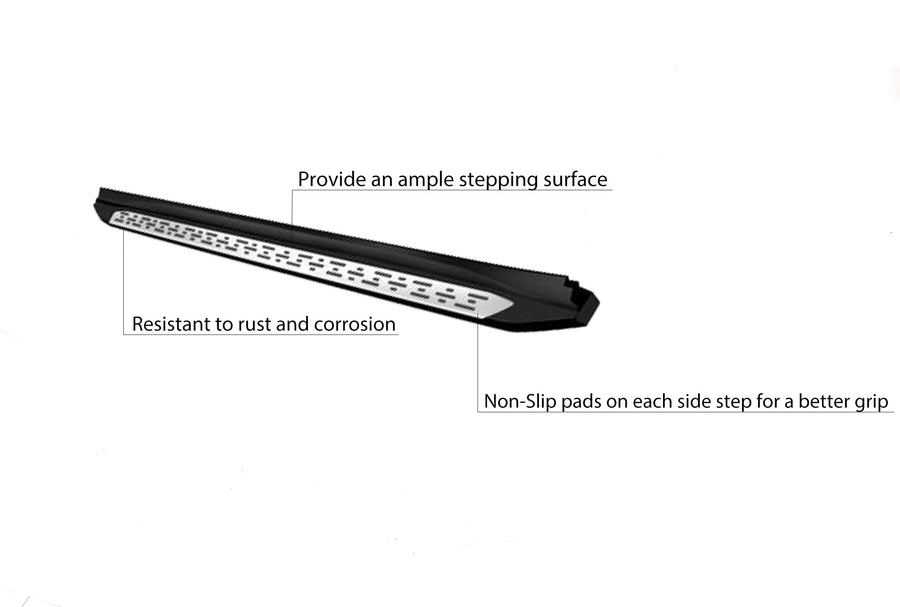 OEM Replica Black Horse Running Boards Compatible with 2014-2019 Toyota Highlander-RTOHI-14