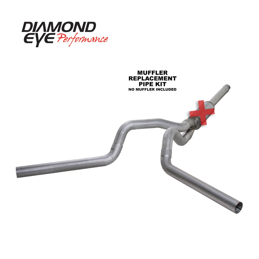 4" Diamond Eye Dual Exhaust 94-97 Ford Diesel F250 F350 7.3L Cat Back No Muffler