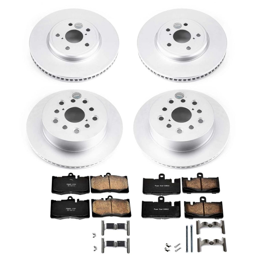 Power Stop Z17 Evolution Coated Rotor Brake Kit Front and Rear - Coated Brake Rotors and Ceramic Brake Pads