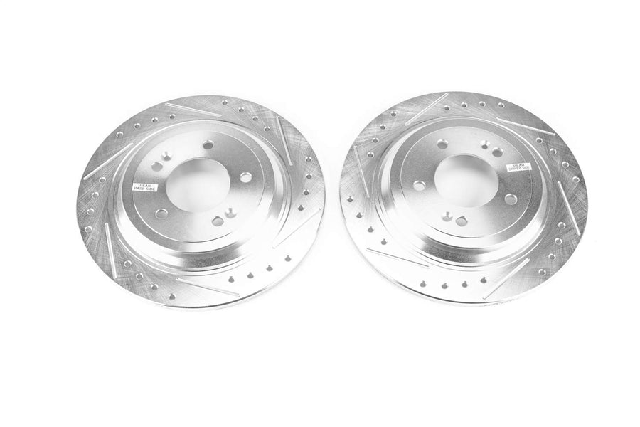 Power Stop JBR1751XPR Rear Brake Rotor Pair Drilled and Slotted For Hyundai Nexo 2019-2023, Hyundai Tucson 2019-2021, Kia Sportage 2017-2022 [Model Specific]