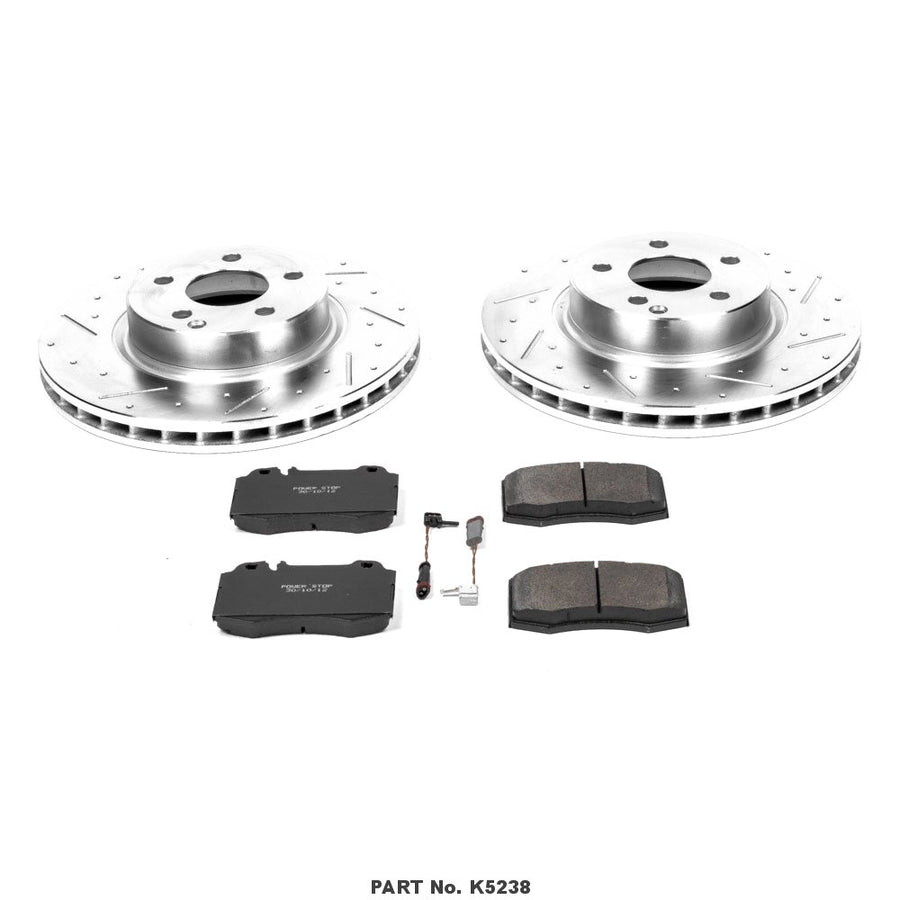 Power Stop K5238 Z23 Carbon Fiber Brake Pads with Drilled & Slotted Brake Rotors Kit