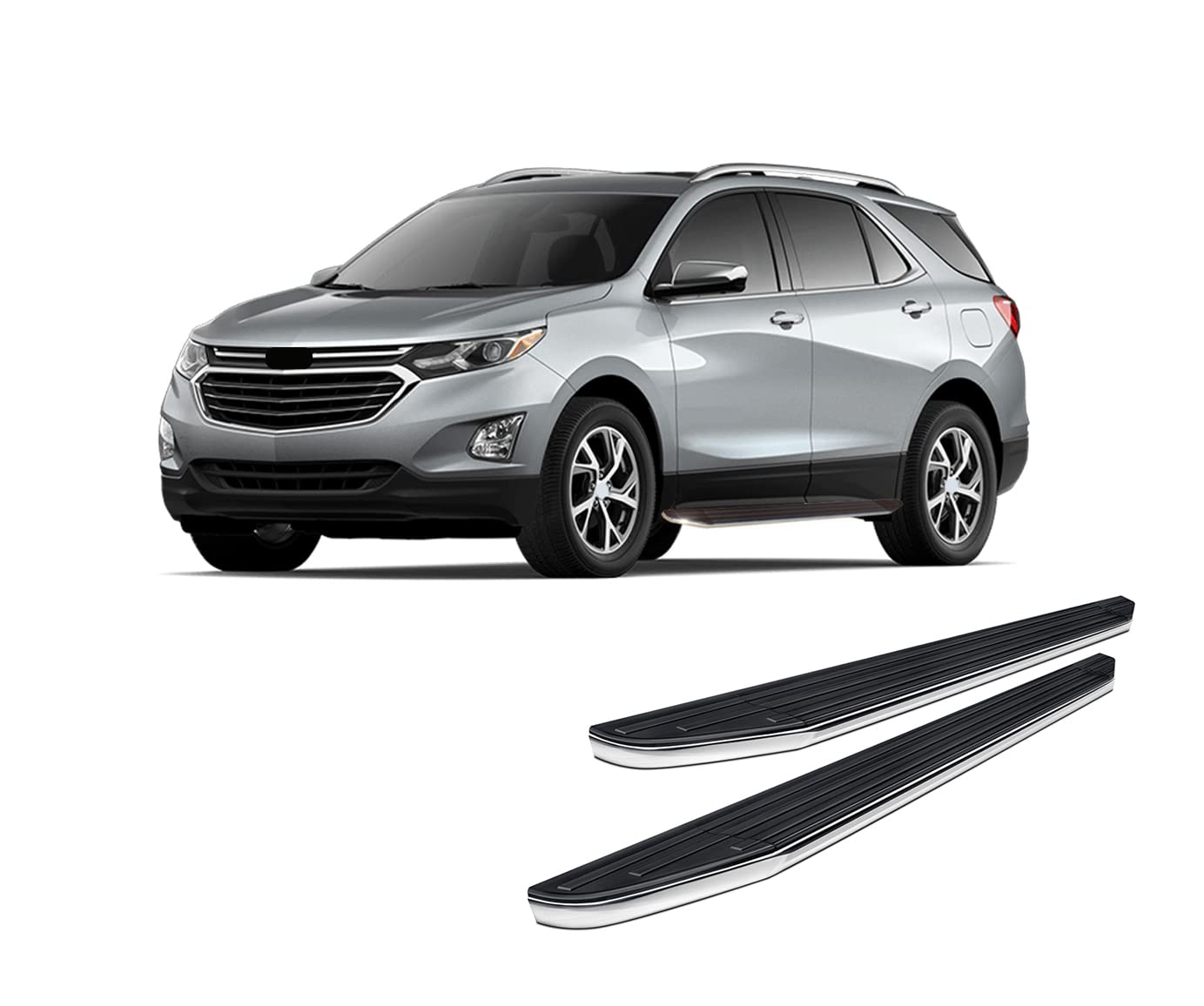 Premium Black Horse Running Boards Black Compatible with 2018-2023 GMC Terrain|2018-2023 Chevrolet Equinox-PR-G769