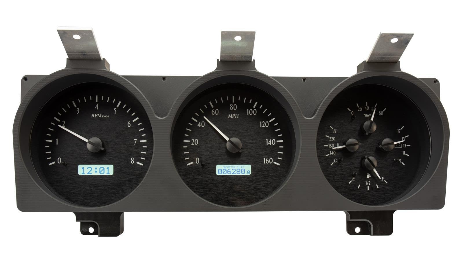 Dakota Digital VHX-81D-PU-K-W Gauge System Analog Dash Compatible with 1981-93 Dodge Full-Size Truck and Ramchargers, Black Alloy Style, White Backlighting