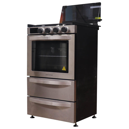 21 Inch Greystone Freestanding RV Gas Range, Stove and Oven Combo, 12 Volt, LP, 3 Burners, Stainless Steel
