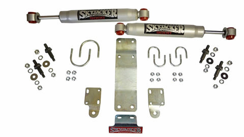 Skyjacker Steering Stabilizer Dual Kit 9204 Incl. 9000 Steering Dampners Brackets Hardware for Use w/Diameter Tie Rod Assembly Silver
