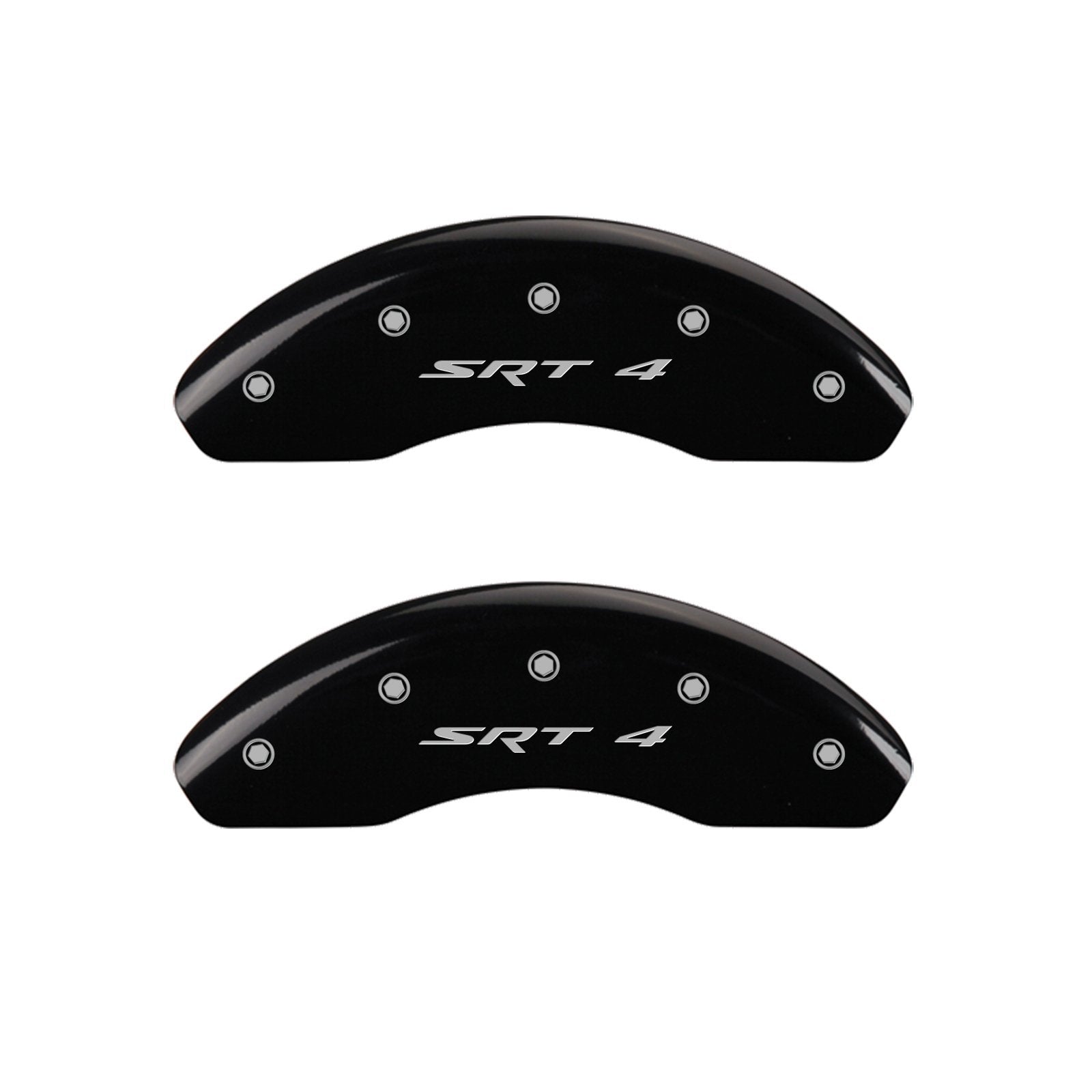 MGP Caliper Covers 12127SSR4BK Front and Rear Caliper Cover, Black Powder Coat Finish, Set of 4 (SRT4 Silver Characters, Engraved)