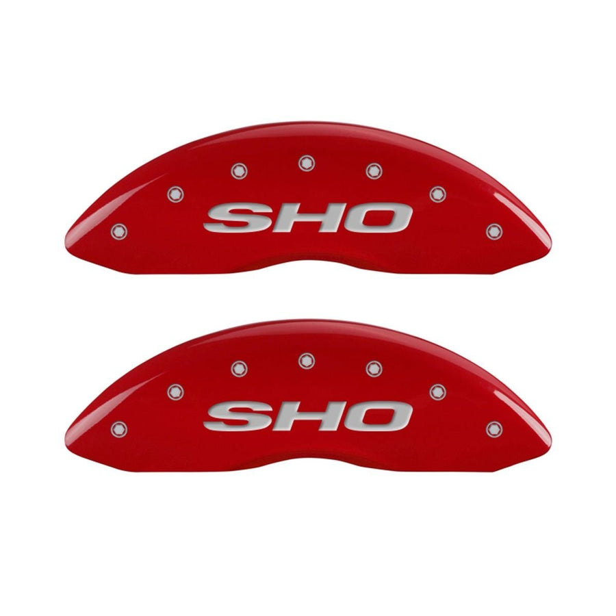 SET OF 4 CALIPER COVERS, FRONT AND REAR: RED, SHO, SILVER CHARACTERS