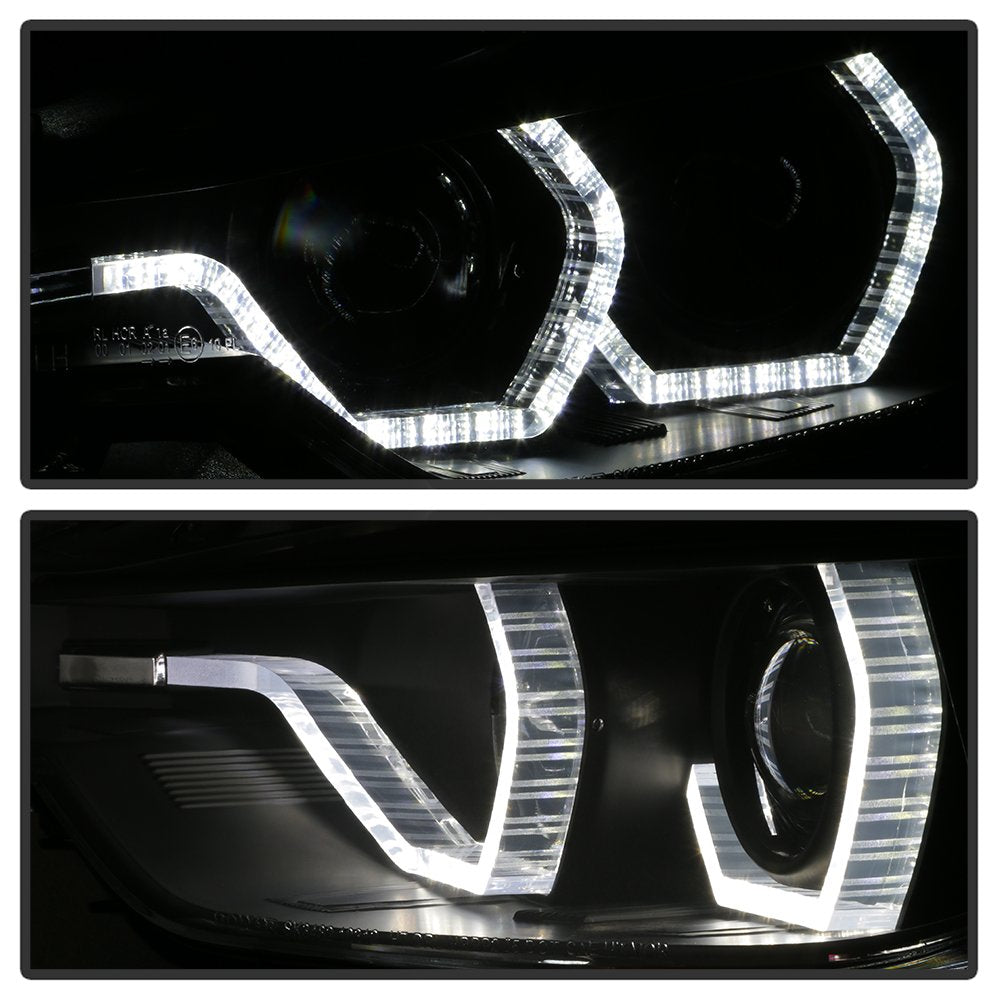 BMW F30 3 Series 2012-2014 Spyder 5084347 4DR Projector Headlights - LED DRL - Black