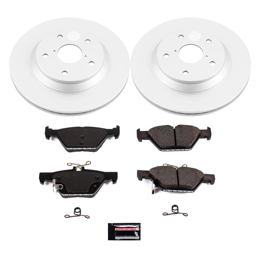 Power Stop Z17 CRK8495 Rear Coated Rotor Kit-Coated Brake Rotors, Ceramic Brake Pads For Subaru Forester 2019-2022 [Model Specific]