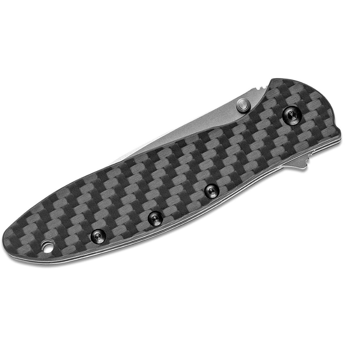 Kershaw Carbon Fiber Leek (1660CF); Pocket Knife with 3 Stonewashed CPM 154 Steel Blade, Black Carbon Fiber Handle, SpeedSafe Assisted Opening, Frame Lock, Tip Lock and Reversible Pocketclip; 2.3 OZ