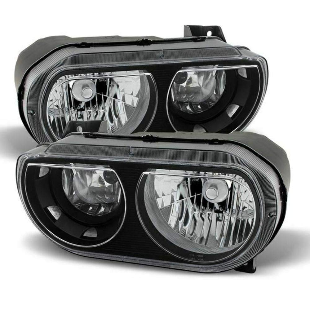 Halogen bulb Headlights Xtune For Dodge Challenger 2008 to 2013 in black housing clear lens
