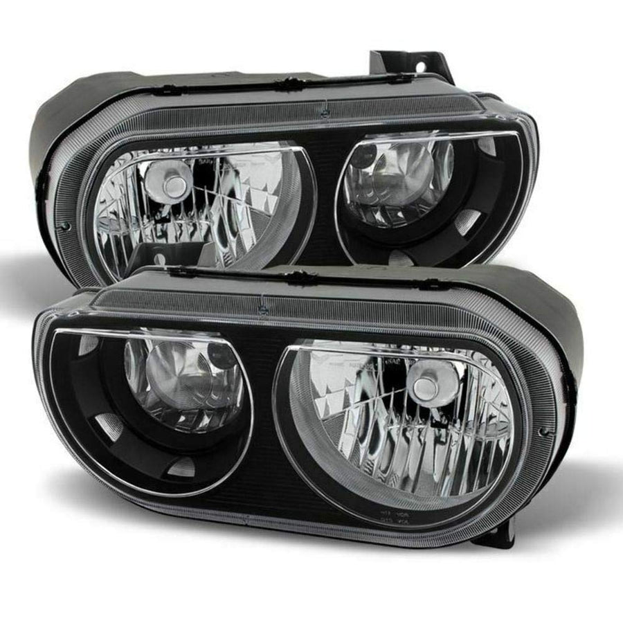 Halogen bulb Headlights Xtune For Dodge Challenger 2008 to 2013 in black housing clear lens