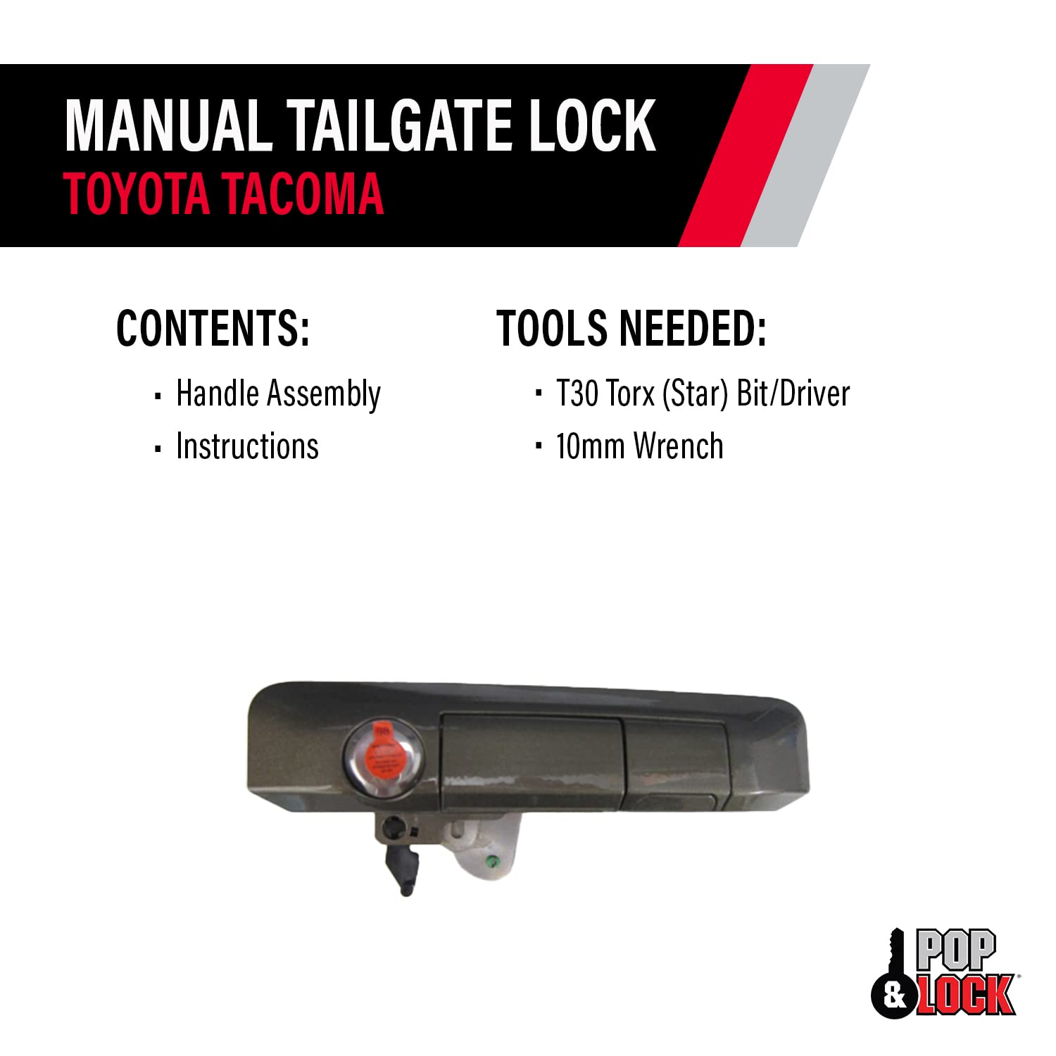 Pop & Lock Manual Tailgate Lock PL5406 with Bolt Codeable for Toyota Tacoma Pyrite Mica