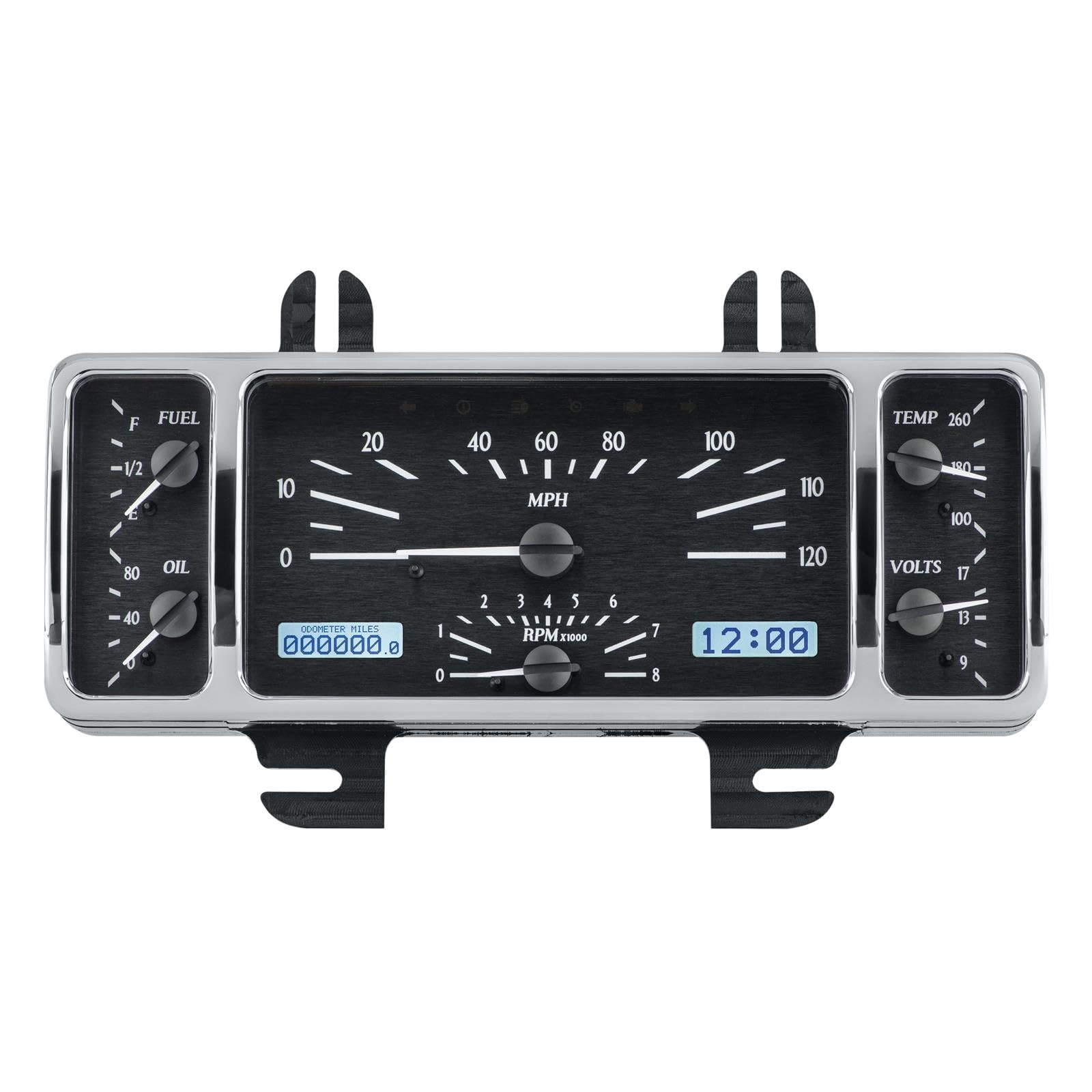 Dakota Digital VHX-40F-K-W Analog Dash Gauge System Compatible with 1940 Ford Car and 1940-47 Ford Pickup Black Alloy White Backlighting