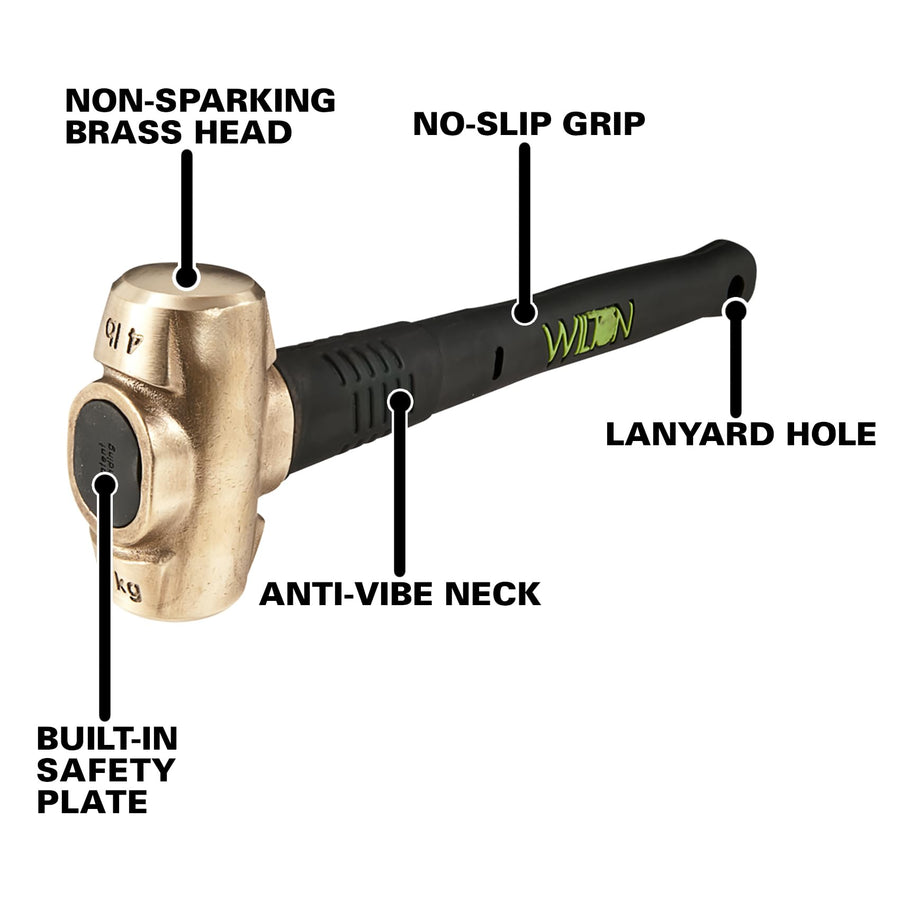B.A.S.H Wilton 16" Brass Sledge Hammer, 4 Lb Head (90416)