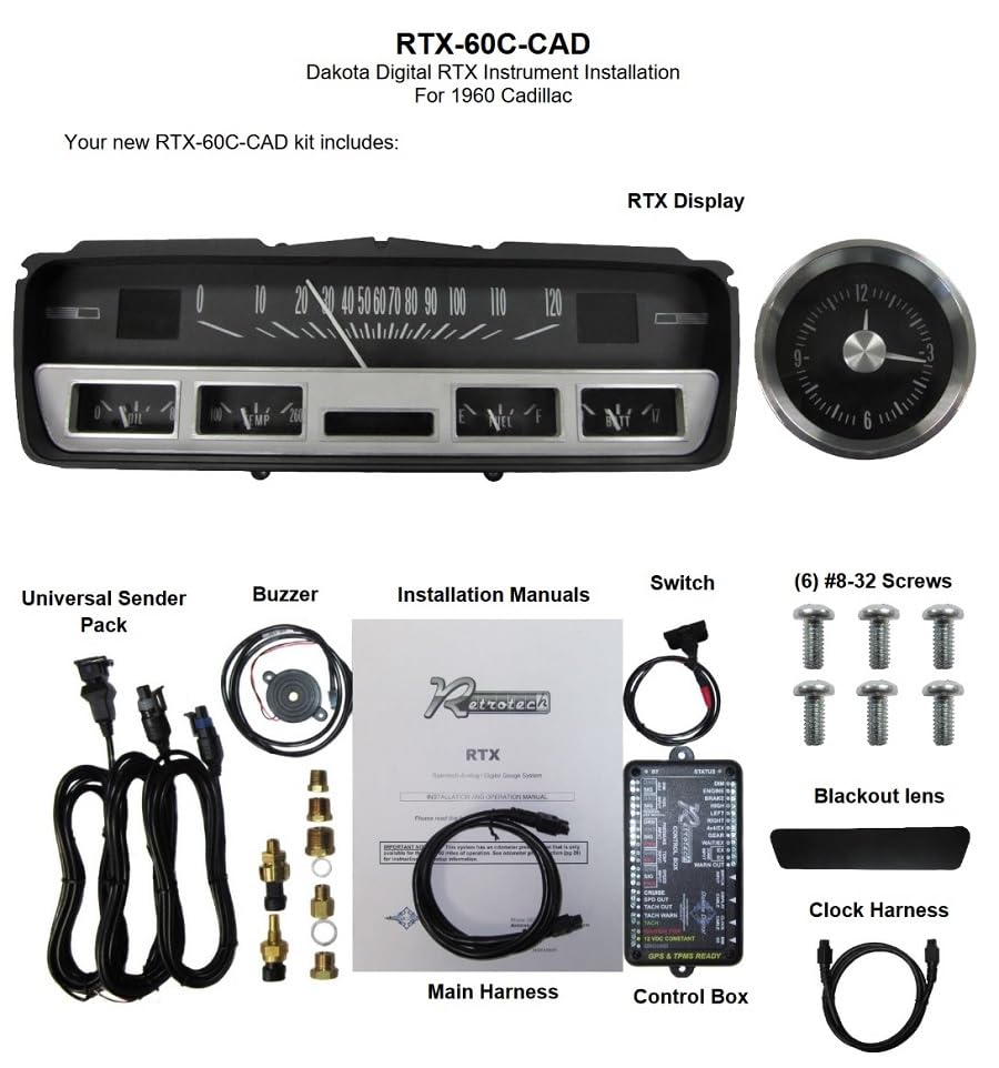 RTX Gauge Instrument System Dakota Digital Compatible with Cadillac 1960 RTX-60C-CAD-X