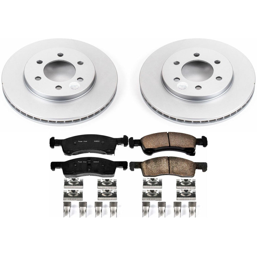 Power Stop CRK1933 Brake Rotor & Coated Ceramic Brake Pads- front For Ford Expedition 2002-2006, Lincoln Navigator 2003-2006 [Model Specific]