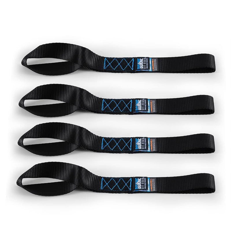 Heavy-Duty Borne Off-Road Ratchet Tie-Down Kit (4-Pack), Black