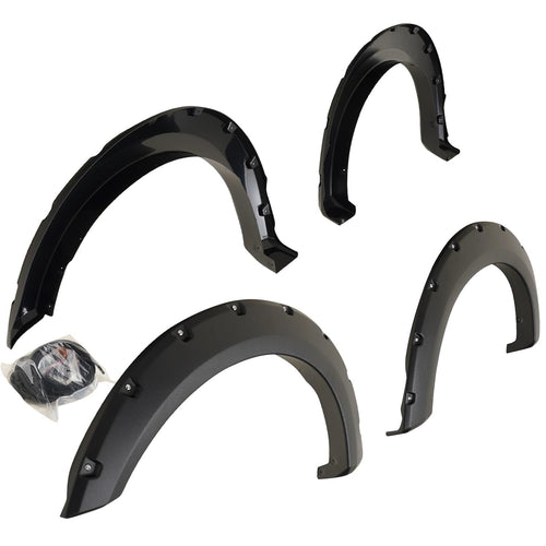 TrailFX Fender Flares Pocket Style Set of 4 Fits Ford F-150 2018-2020 Textured Black ABS Plastic 2-Inch Tire Coverage Bolt-On With Installation Hardware TrailFX PFFF3006T