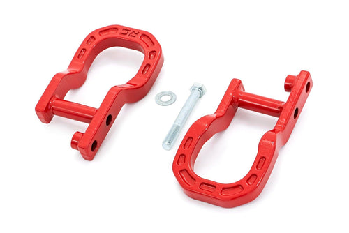 Rough Country Red Forged Tow Hooks for Chevy Silverado 1500 (2014–2018 & Classic) - Heavy-Duty Steel, Bolt-On Recovery Hooks