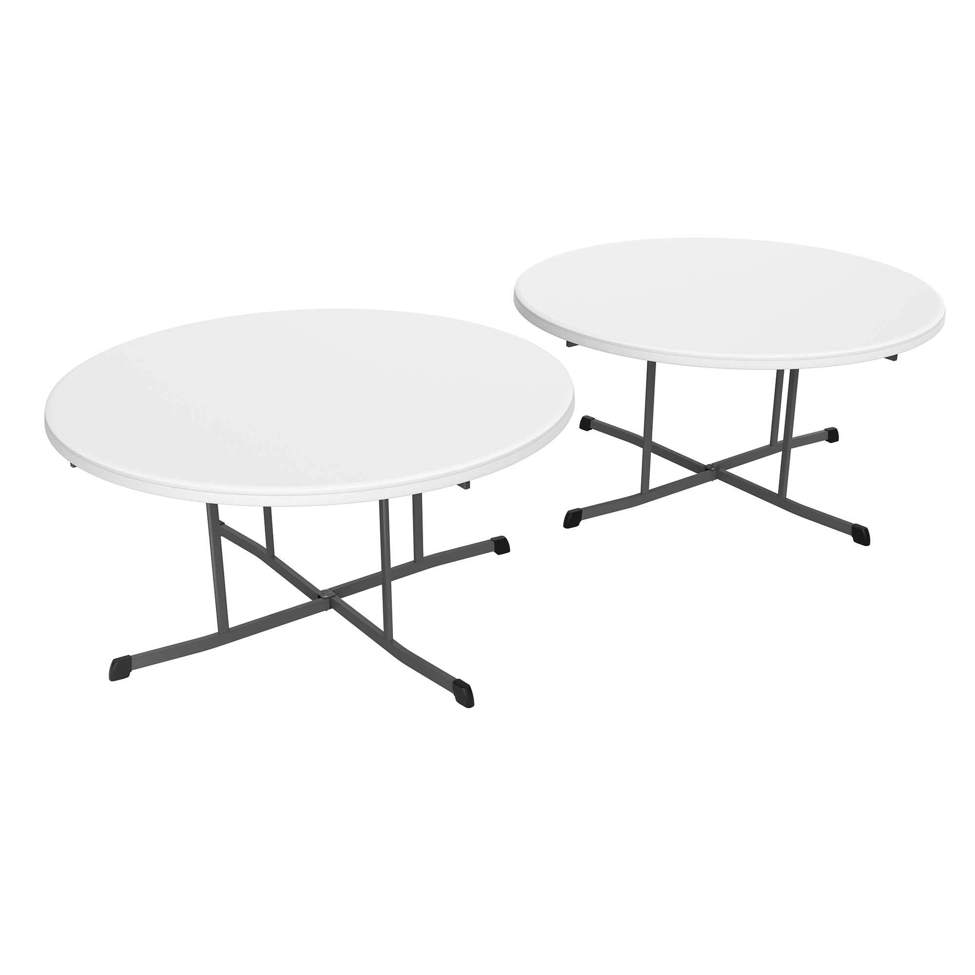 60-Inch Round Lifetime Fold-in-Half, 2 Pack, Commercial, White Granite Table