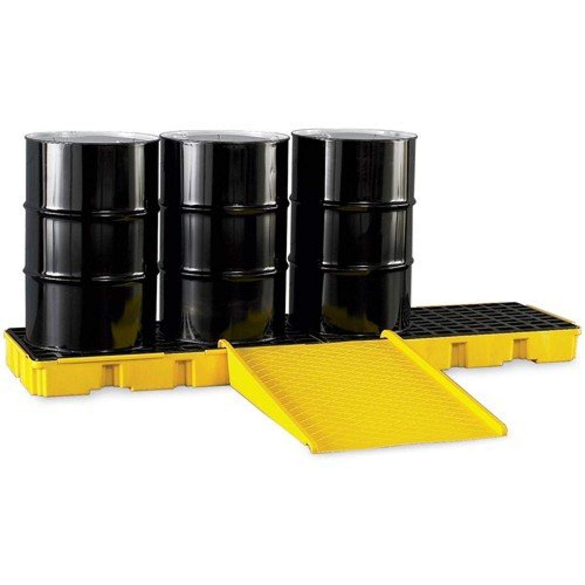 4 Eagle Drum Spill Platform with Forklift Pockets, 103.5"x26.5"x6.5", 60.5 Gallon Sump, 10,000 lbs. Load Capacity Containment Tray, Made in USA, Yellow, 1647