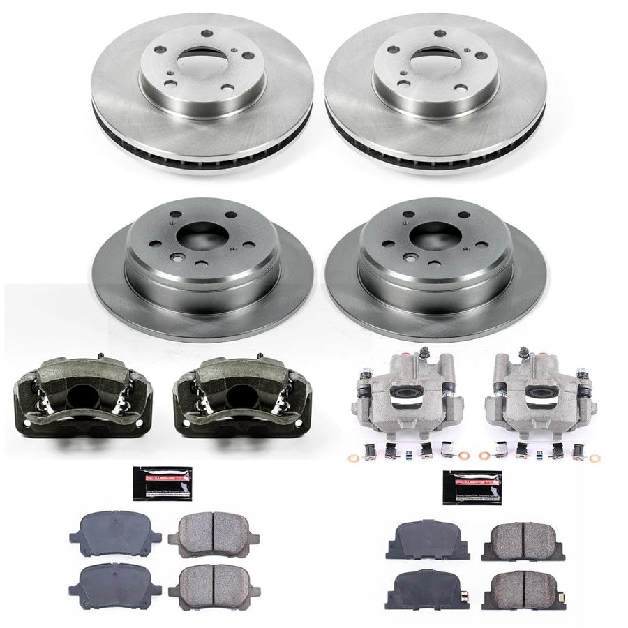 Power Stop KCOE1061 Front & Rear Autospecialty Caliper Brake Kit- Brake Rotors | Ceramic Brake Pads and Brake Calipers For Lexus ES300 2000-2001 | Toyota Camry 2000-2001 [Vehicle Specific]