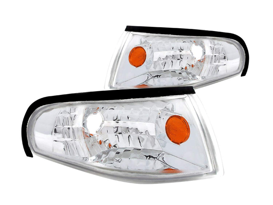 Ford Mustang Anzo USA 521016 Chrome Euro w/Amber Reflector Corner Light Assembly - (Sold in Pairs)