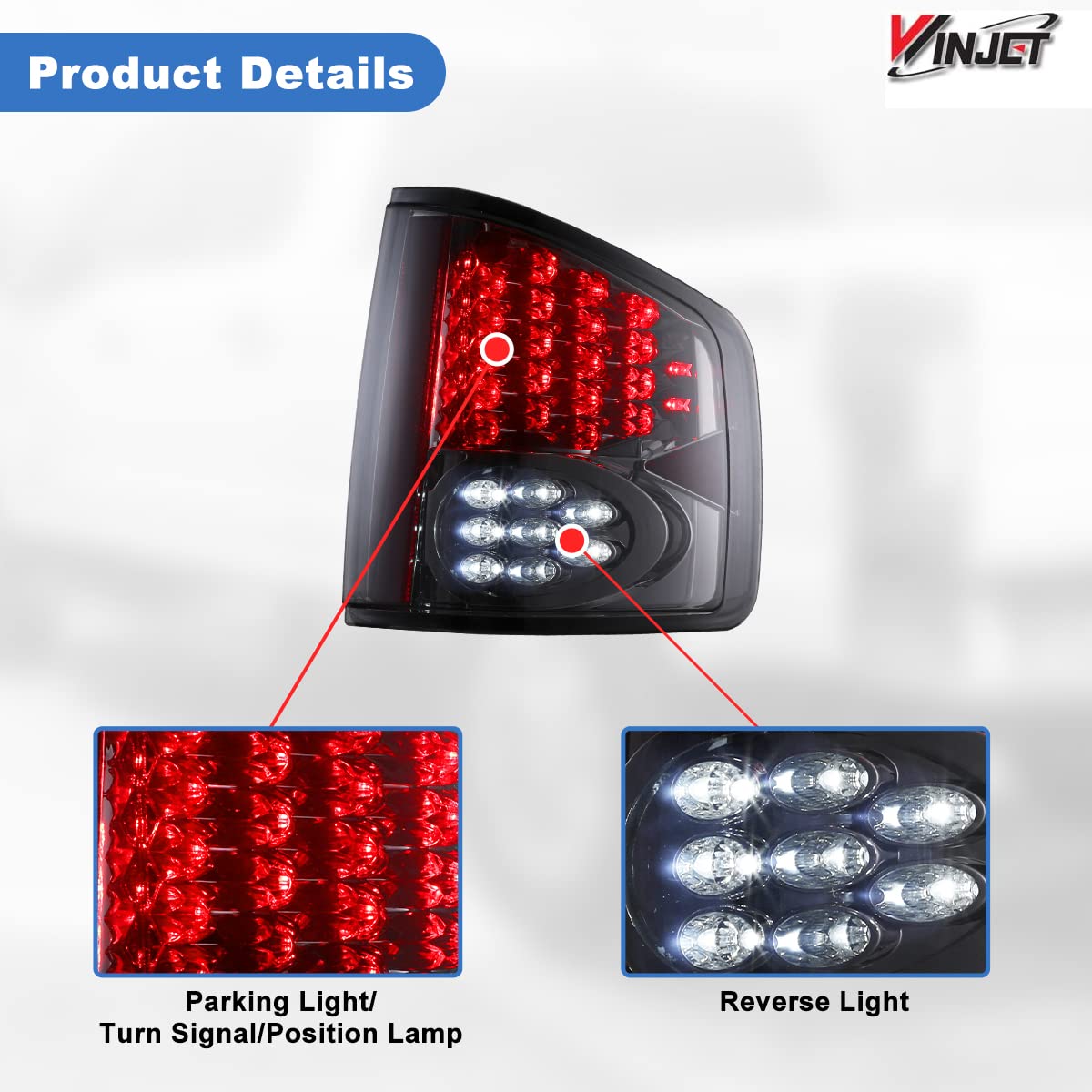 Winjet LED Tail lights Compatible with [1994 1995 1996 1997 1998 1999 2000 2001 2002 2003 2004 S10 Pickup/Sonoma]