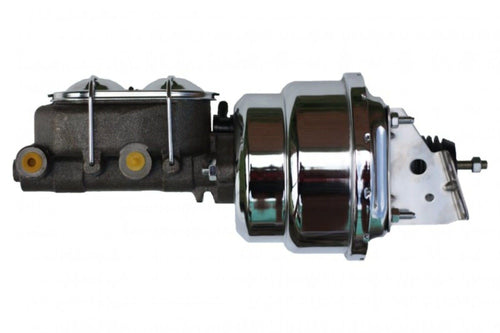 7 Inch LEED BRAKES Dual Power Booster, 1-1/8 Inch Bore Master Cylinder With Chrome Lid (Chrome)