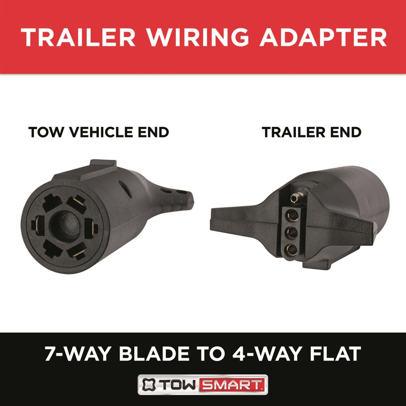 7-Way Round Blade TOWSMART to 4-Way Flat Trailer Light Wiring Connector