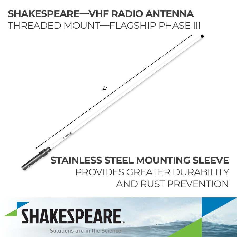 6400-R Shakespeare Phase III VHF Antenna - 4' VHF Marine Band 3dB Gain